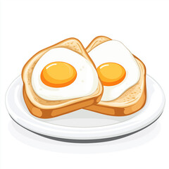 A simple breakfast dish with two sunny-side-up eggs on toasted bread, served on a white plate for a wholesome morning meal