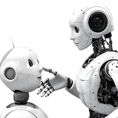 Naklejka premium Artificial Intelligence Robots Interacting Creating a Bond of Contact and Care
