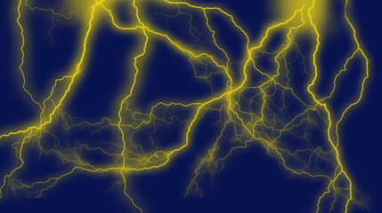 Blue Lightning Bolt in the Night Sky Over a Pool of Glowing Water