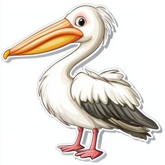 Obraz premium A charming illustration of a pelican, its large beak and fluffy feathers depicted in warm, inviting colors. This whimsical artwork is perfect for children's books, educational materials