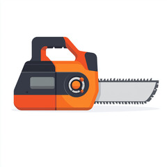 Fototapeta premium Stylized electric power saw with a sharp blade in orange and black. A modern and professional vector illustration ideal for woodworking and construction themes.