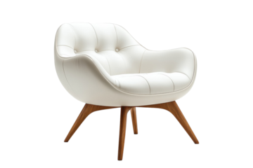 Modern white chair with wooden legs provides stylish comfort for any living space or office environment