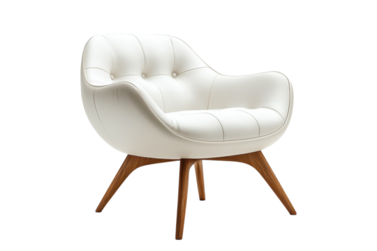 Modern white chair with wooden legs provides stylish comfort for any living space or office environment