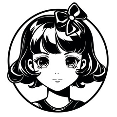 Whimsical Kawaii Anime Girl – Vintage Elegance with a Playful Bow