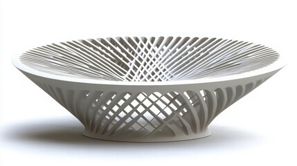 Obraz premium Innovative Geometric White Bowl Design with Intricate Patterning and Modern Aesthetic
