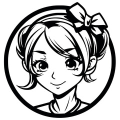 Minimalist Kawaii Anime Girl – Chic Bow & Playful Elegance