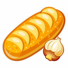 Vibrant illustration of a fresh baguette with golden crust and soft interior
