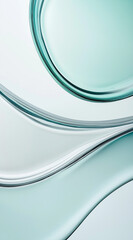 Abstract Teal Glass Waves, Fluid Curves, Swirling Design, Modern Art