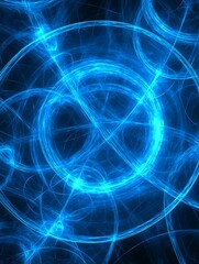 Obraz premium Abstract Energetic Blue Light Trails on Dark Backdrop Illustration