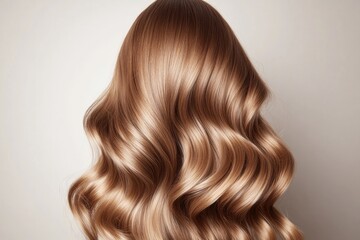 Fototapeta premium Shiny, flowing hair cascades in soft waves, radiating elegance a