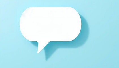 Naklejka premium Minimalist White Speech Bubble on Light Blue Backdrop for Communication
