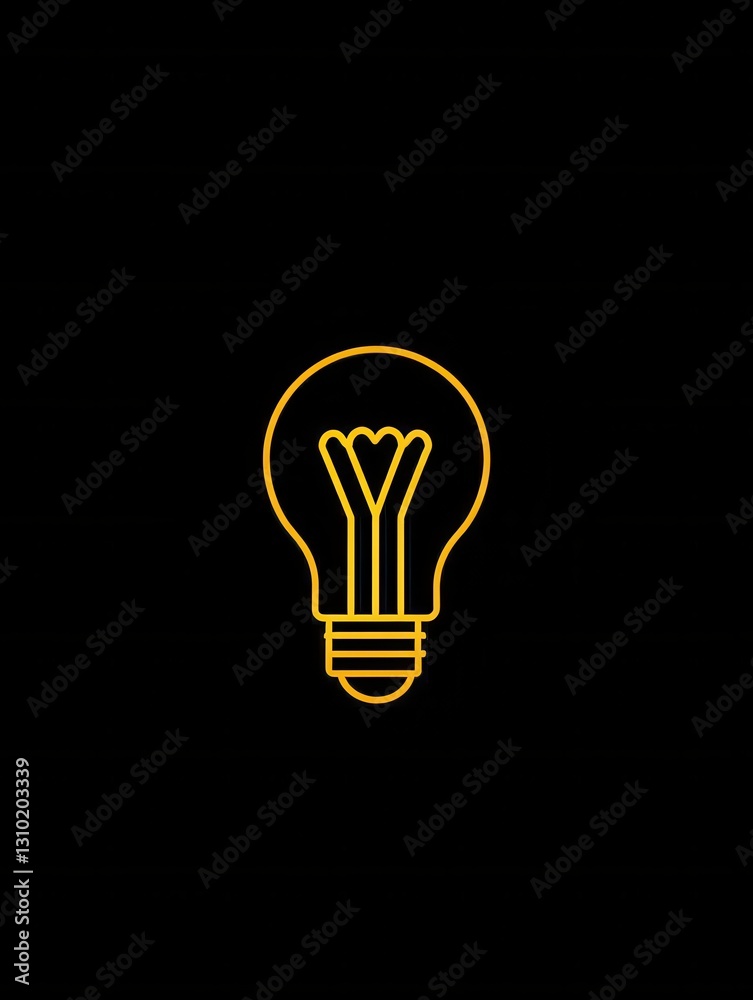 Aufkleber glowing light bulb icon with bright yellow highlights in a minimalist style on a dark background