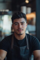 Obraz premium Coffee Shop Barista with Latte Art Skills
