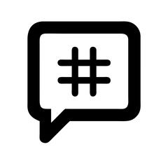 Obraz premium Hashtag icon in speech bubble, social media connection concept