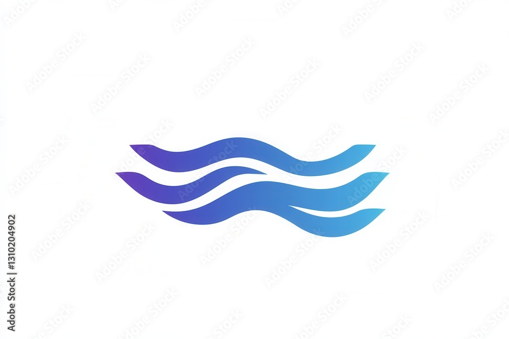 Poster wavy blue line icon symbolizes calmness in a minimalist abstract style
