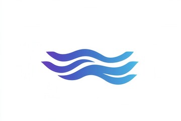 Naklejka premium Wavy blue line icon symbolizes calmness in a minimalist abstract style