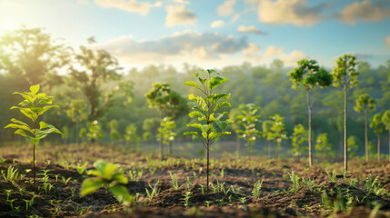 Obraz premium reforestation efforts, new trees