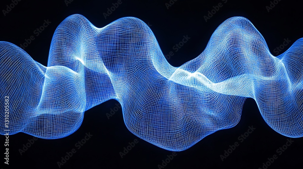 Poster abstract blue glowing mesh flowing dynamic technology background
