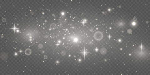 Christmas abstract light effect. Sparks of dust and silver stars.Vector illustration.EPS 10.