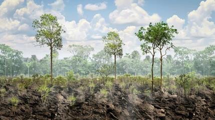 Obraz premium reforestation efforts, new trees