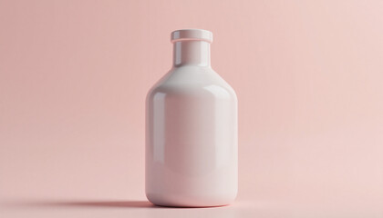Minimalist bottle mockup with cap on soft pastel background, branding concept