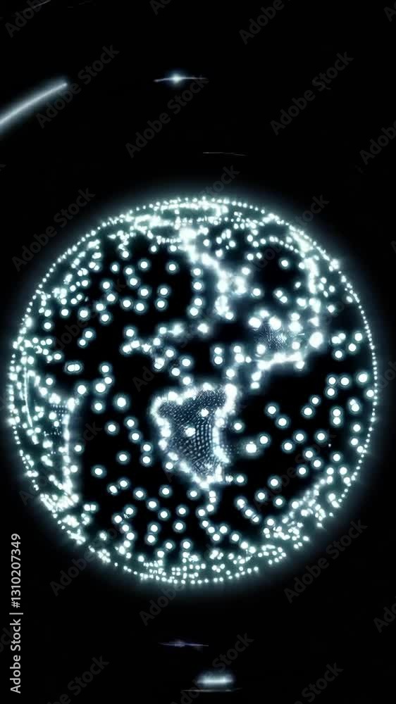 Poster this captivating visual features a luminous orb surrounded by a multitude of sparkling lights agains