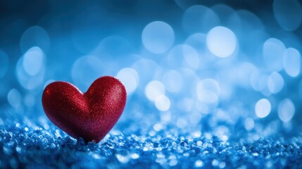Obraz premium red heart in blue background of valentine day concept and love concept. copy space for text.