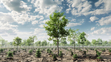 Obraz premium reforestation efforts, new trees