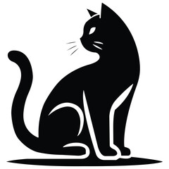 cat silhouette vector illustration, black silhouette on a white background, Silhouette of a Cat vector logo design, cat vector silhouette design, cat vector silhouettes set isolated,