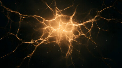 Abstract neural network with glowing muscle-like fibers, representing the fusion of technology and biology, illustrating the connection between artificial intelligence and human-like physical processe