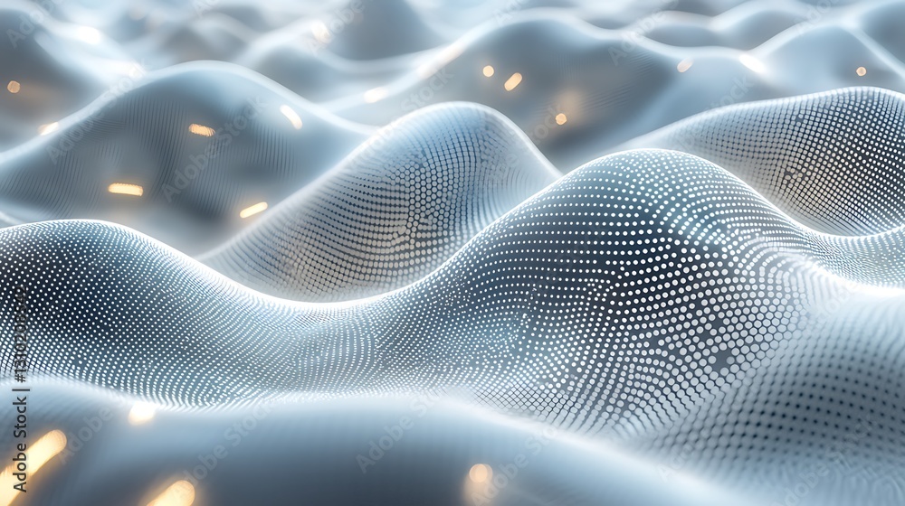 Poster abstract digital landscape background texture wave pattern dots glowing particles