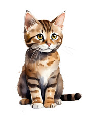 Brown Tabby Cat Kitty Kitten Cartoon Cute Sweet Kawaii Transparent Asset Isolated 