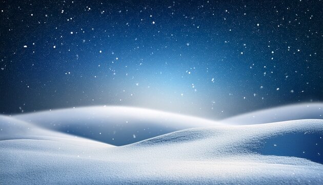 magical snowy winter background night scene with snowfall and snow dunes empty space for the copy