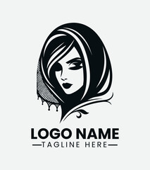 Beautiful Hijab Woman Logo Design, Muslimah Fashion Logo