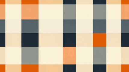 Bold Plaid Seamless Pattern in Orange, Blue, and Beige