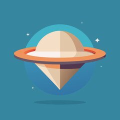 Fototapeta premium Colorful illustration of a UFO hovering above a serene landscape