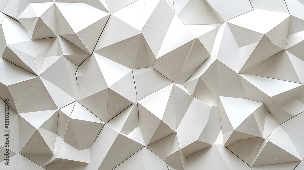 Poster Abstract White Geometric Pattern 3D Texture Background