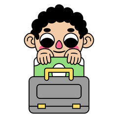 cute kid briefcase with money