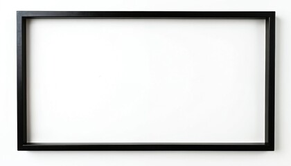 Minimalist black wooden picture frame against white background. Perfect for showcasing art prints, photos or graphic designs. Its clean lines simple design provide pro look for your visual content.