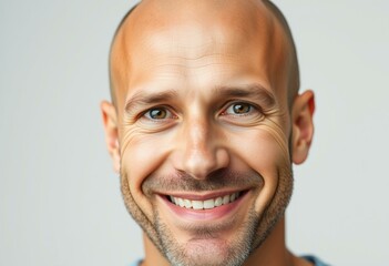 Fototapeta premium Portrait of a bald man with a warm smile