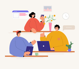 Technology. Business illustration. Business concept illustrations. Vector illustration. Collection of teamwork illustrations. Modern flat vector illustration concept. Technology teamwork concept.