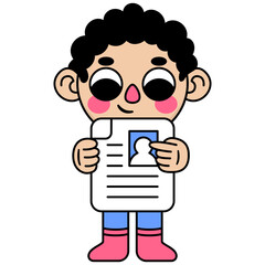 cute kid holding a cv