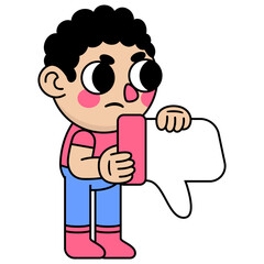 cute kid holding a thumbs down