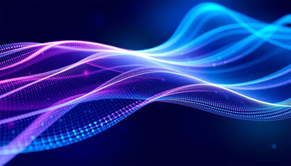 Fototapeta premium Futuristic technology background with dynamic wave patterns and glowing lines