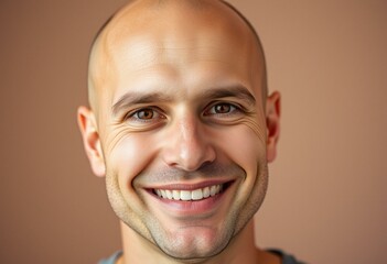 Portrait of a bald man with a warm smile