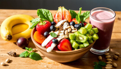 Healthy diet meal with fresh ingredients, balanced and nutritious food