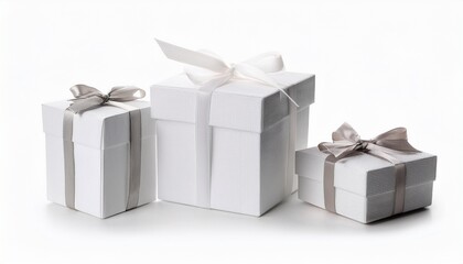 white gift boxes on white background