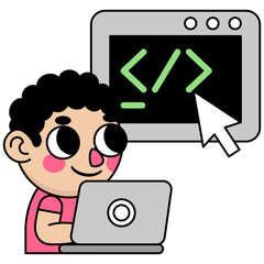 cute kid coding