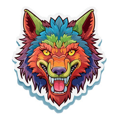 werewolf, Sticker, Delighted, Bright Colors, Algorithmic art, Contour, Vector