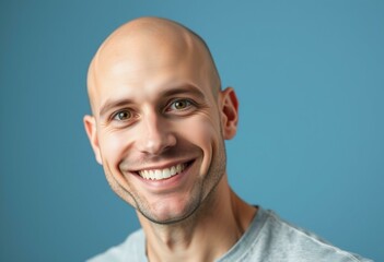 Bald man with a warm smile and direct gaze
